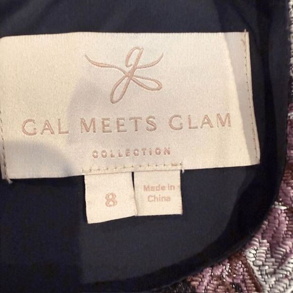 Gal Meets Glam Presley Jacquard Dress Embroidered Textured Back Zip Size 8 - Picture 7 of 13